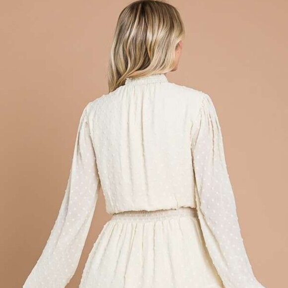 Culture Code Swiss Dot Smock Neck Mini Dress with Pockets - Picture 6 of 8